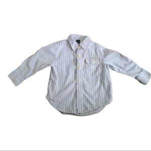 Gap Blue and White Striped Button Down Shirt Size 2T